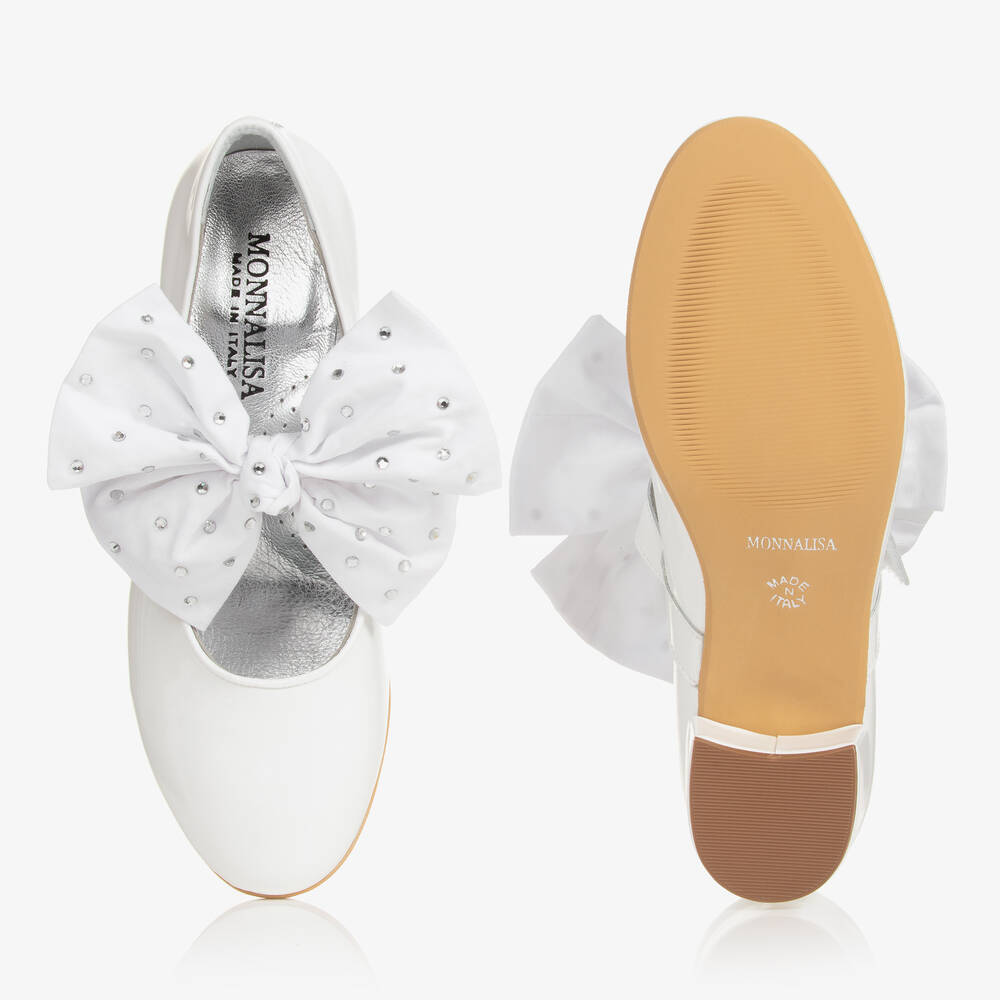 Monnalisa-Teen Girls White Patent Leather Heeled Shoes | Childrensalon Outlet