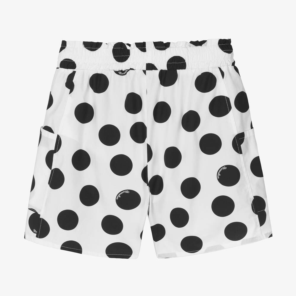 Monnalisa-Teen Girls White Polka Dot Cotton Shorts | Childrensalon Outlet
