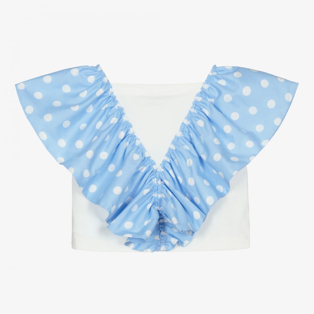 Monnalisa-Белый топ в горошек для подростков | Childrensalon Outlet