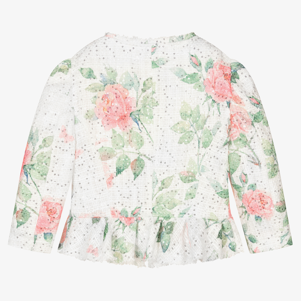 Monnalisa-Белый жакет с розами для девочек-подростков | Childrensalon Outlet