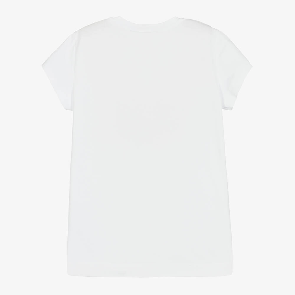 Monnalisa-تيشيرت قطن جيرسي مزين بكشكش لون أبيض | Childrensalon Outlet