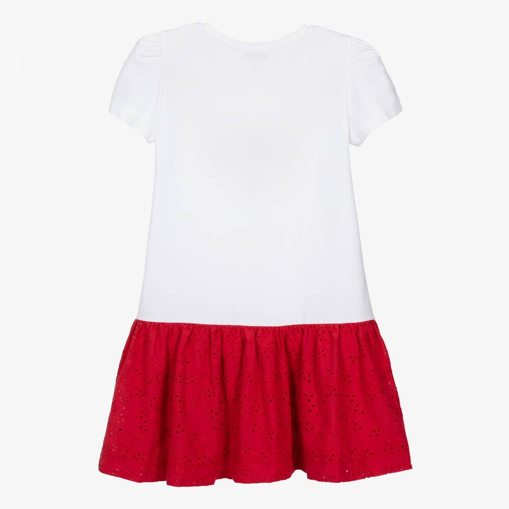 Monnalisa-Teen Girls White Strawberry Cotton Dress | Childrensalon Outlet