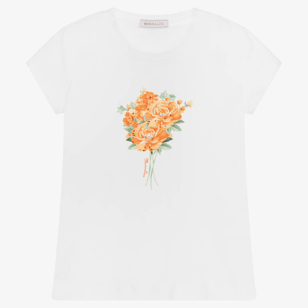 Monnalisa-Teen Girls White T-Shirt | Childrensalon Outlet
