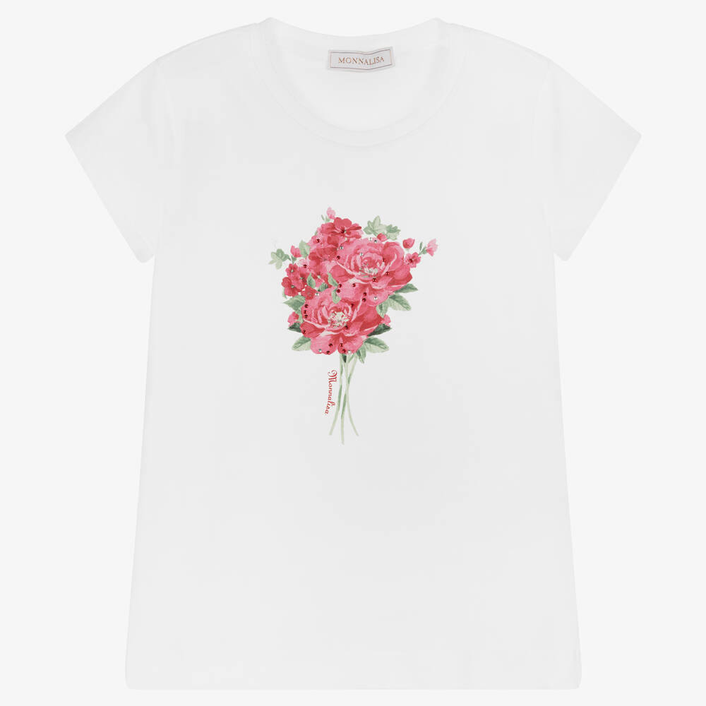 Monnalisa-Teen Girls White T-Shirt | Childrensalon Outlet