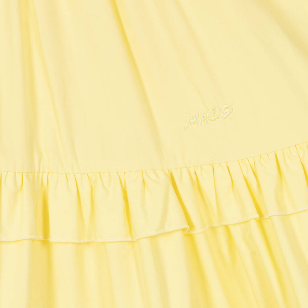 Monnalisa-Teen Girls Yellow Cotton Dress | Childrensalon Outlet