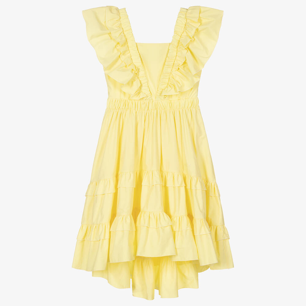 Monnalisa - Teen Girls Yellow Cotton Dress | Childrensalon