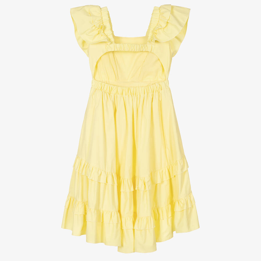 Monnalisa-Teen Girls Yellow Cotton Dress | Childrensalon Outlet