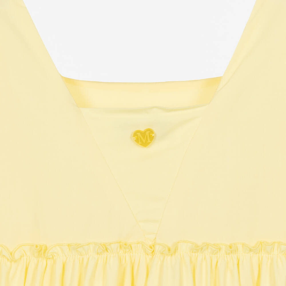 Monnalisa-فستان قطن بوبلين بطبقات لون أصفر للمراهقات | Childrensalon Outlet