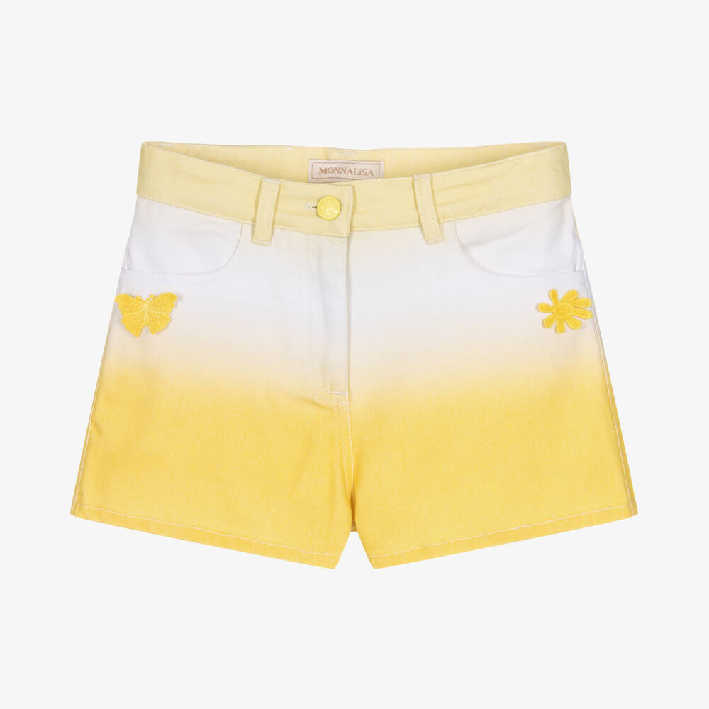 Monnalisa - Short en jean en dégradé de jaune | Childrensalon