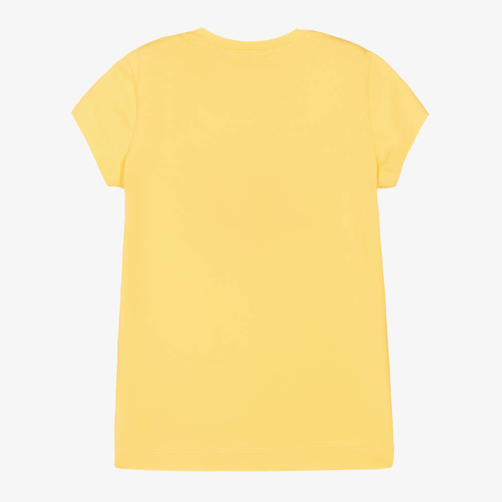 Monnalisa-Teen Girls Yellow Sequin Heart T-Shirt | Childrensalon Outlet