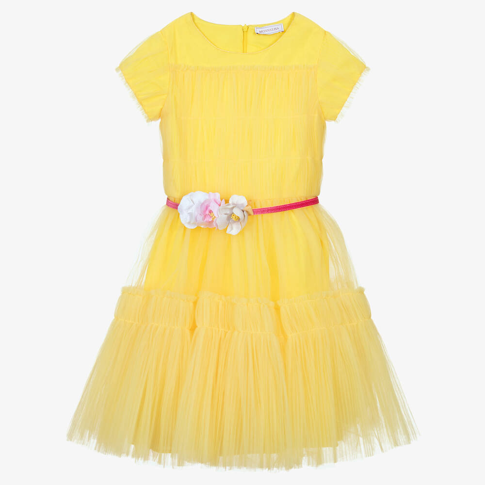 Monnalisa - Teen Girls Yellow Tulle Dress | Childrensalon