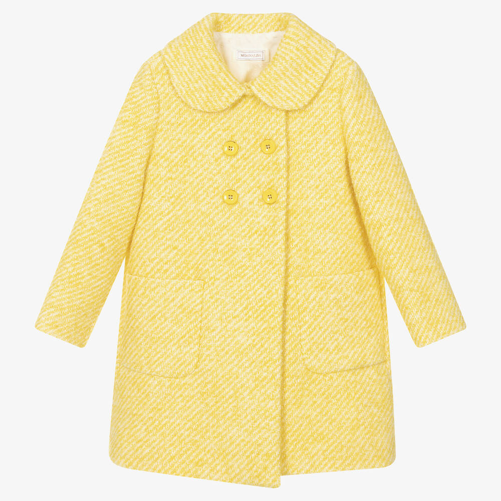 Monnalisa - Teen Girls Yellow Tweed Coat | Childrensalon