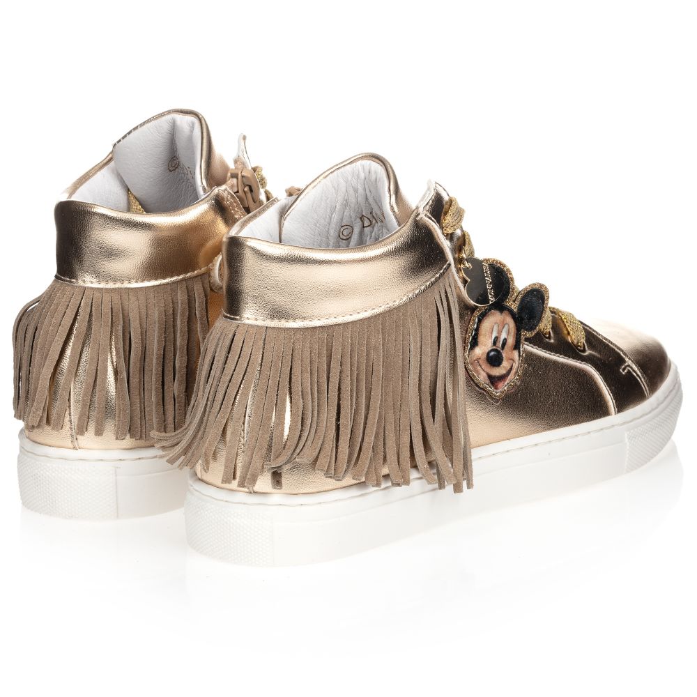 Monnalisa-Teen Gold High-Top Trainers | Childrensalon Outlet