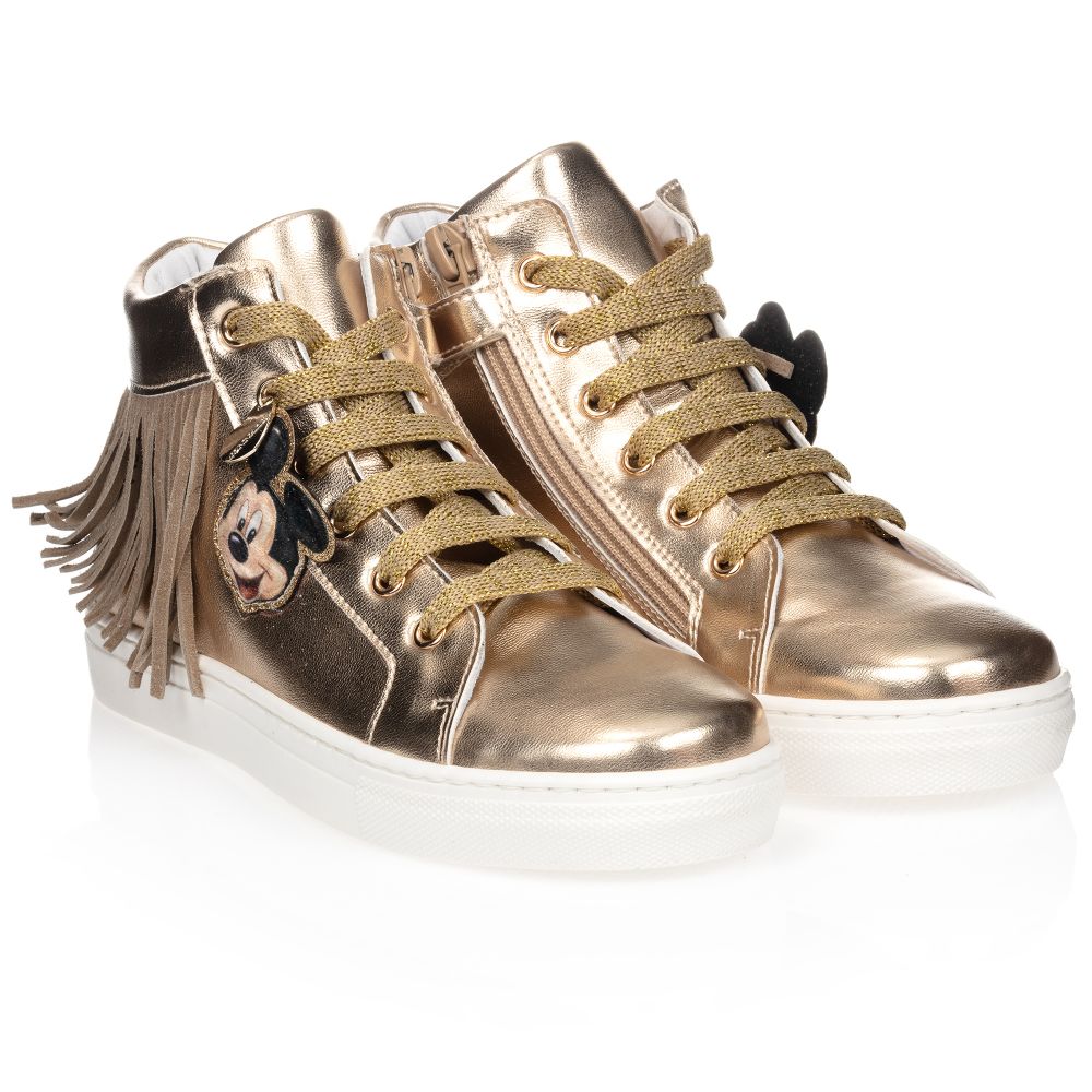 Monnalisa - Teen Gold High-Top Trainers | Childrensalon