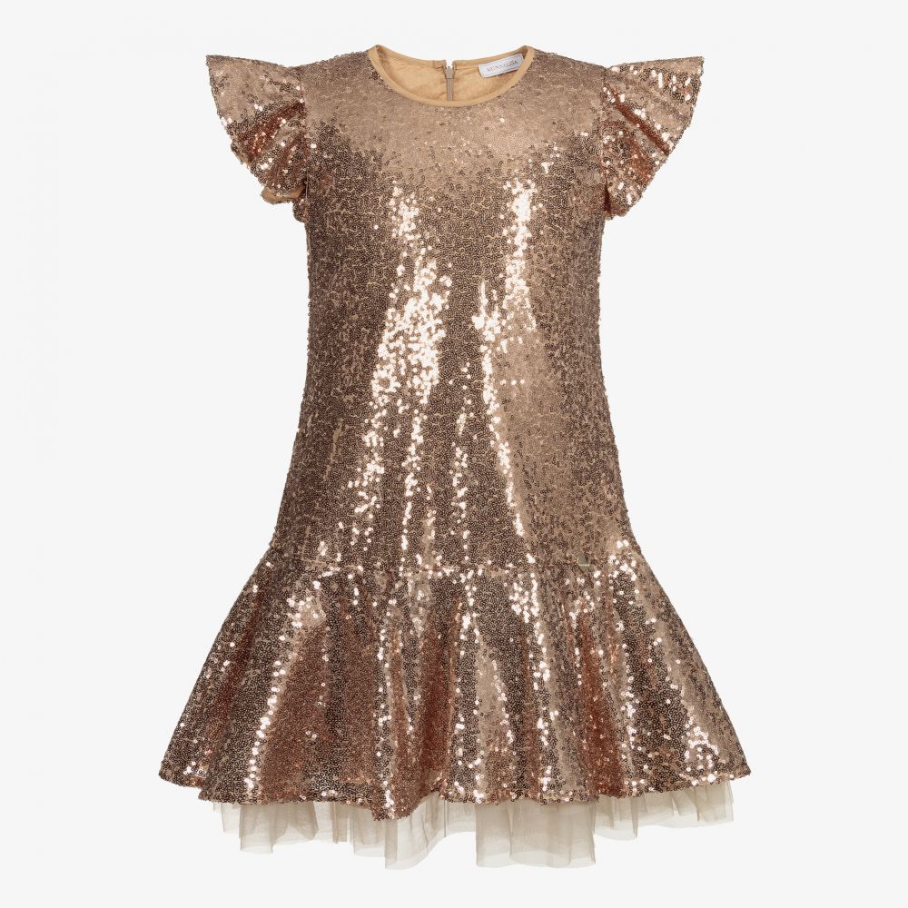 Monnalisa - Teen Gold Sequin Dress | Childrensalon
