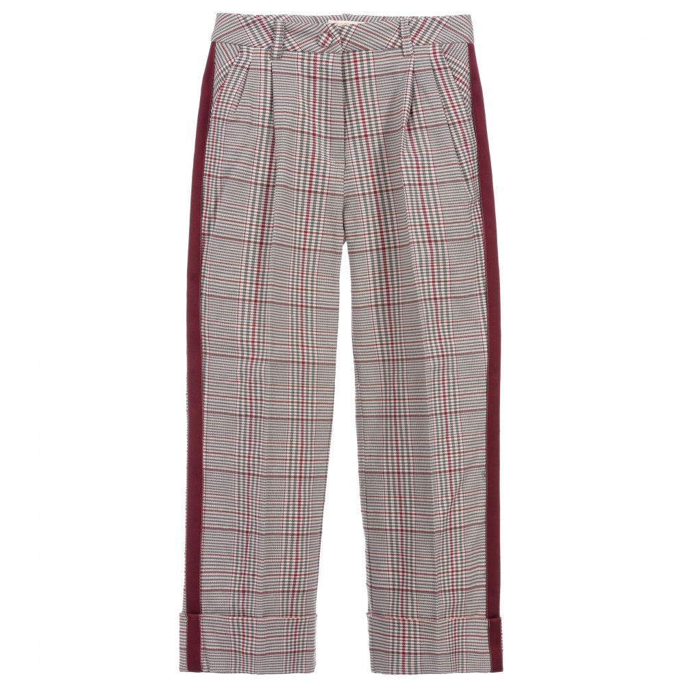 Monnalisa Chic - Teen Grey Check Trousers | Childrensalon