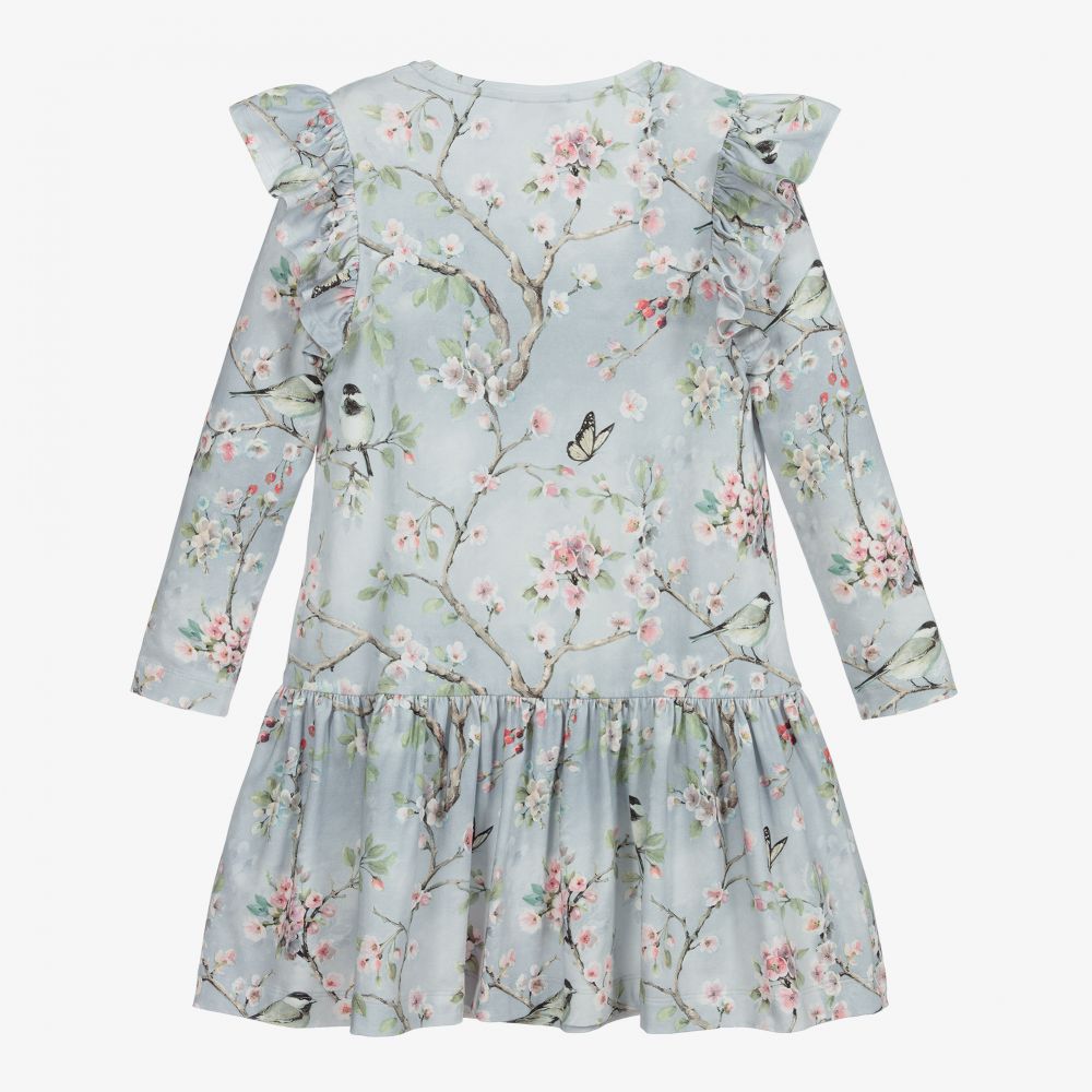 موناليزا-فستان تينز قطن جيرسي لون رمادي بطبعة ورود | Childrensalon Outlet