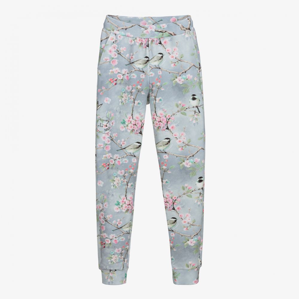 Monnalisa - Graue Teen Jogginghose mit Blumen | Childrensalon