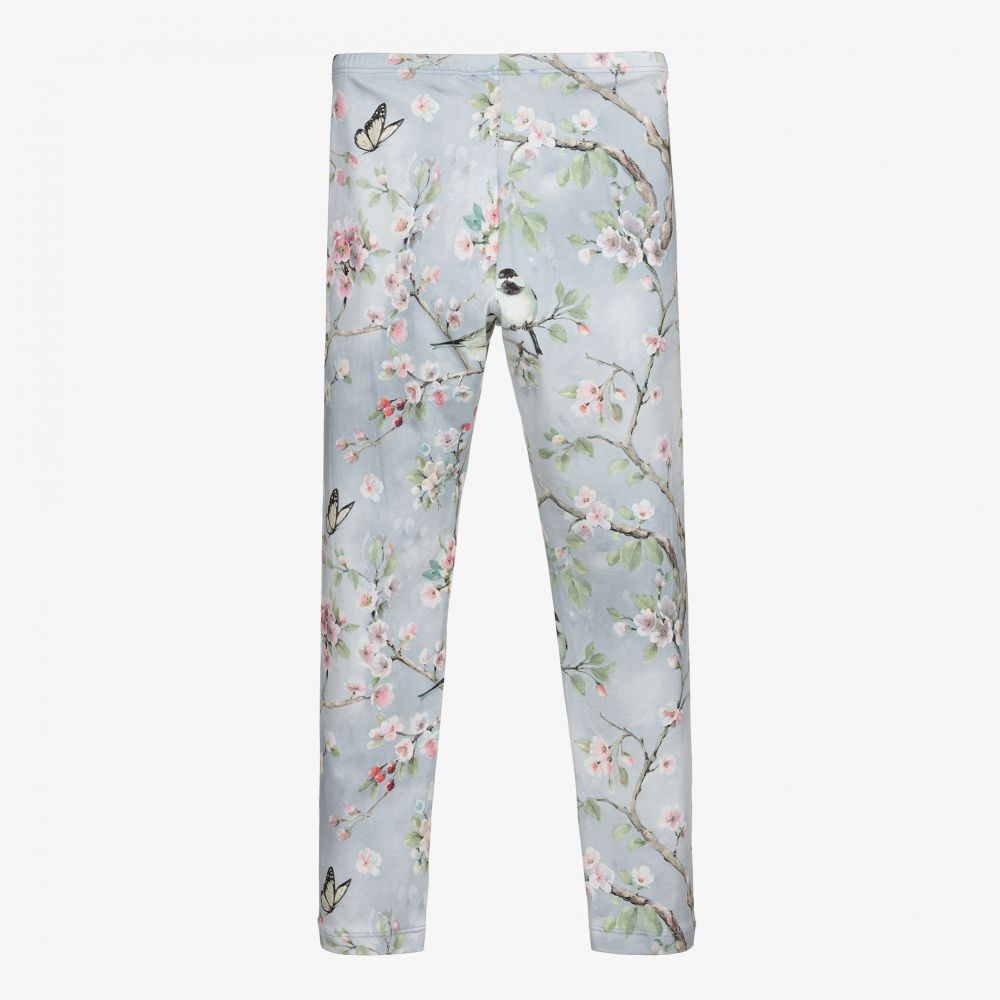 موناليزا-ليغنغز تينز بناتي قطن جيرسي لون رمادي بطبعة ورود | Childrensalon Outlet