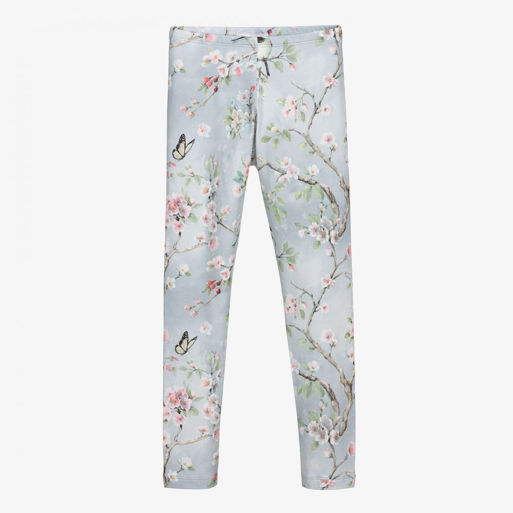 Monnalisa - Teen Grey Floral Leggings | Childrensalon