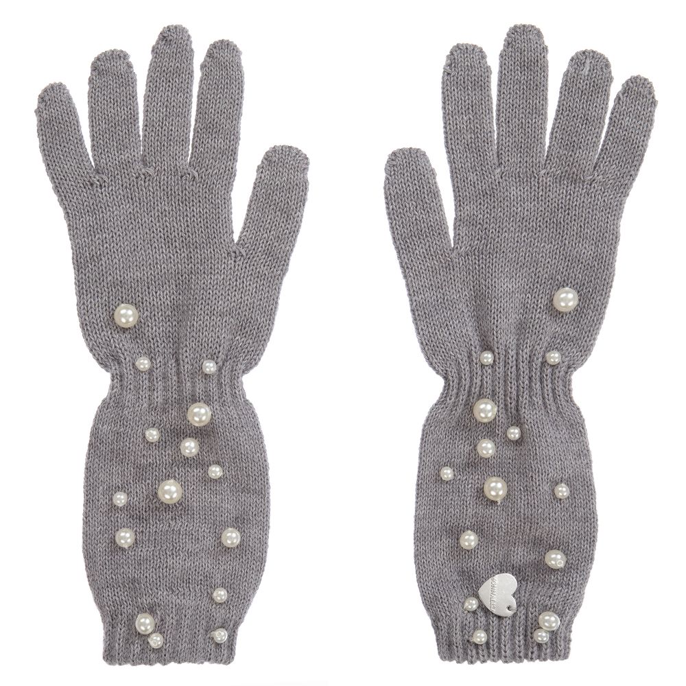 Monnalisa Girls Accessories Gloves Knitted gloves with pearls 