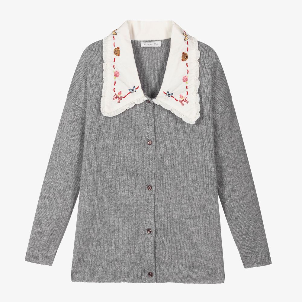 Monnalisa-Teen Grey Knitted Cardigan | Childrensalon Outlet