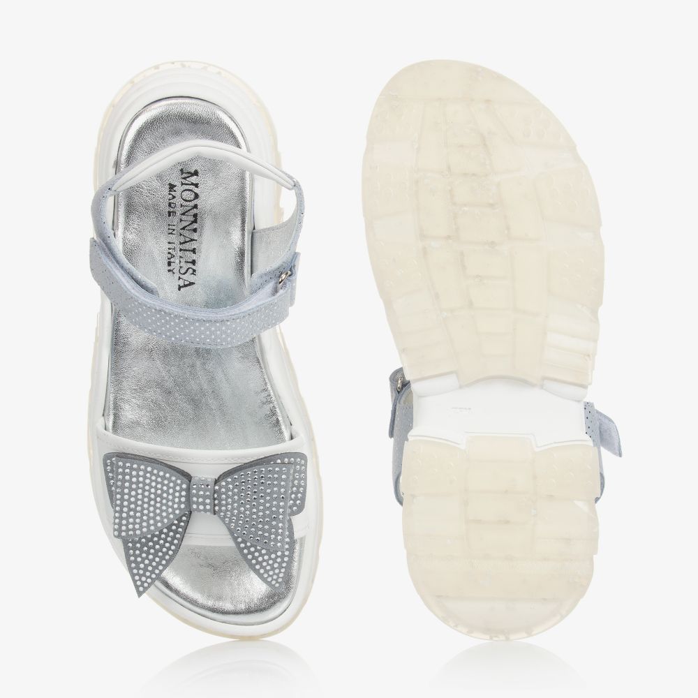 Monnalisa-Teen Grey Leather Sandals | Childrensalon Outlet