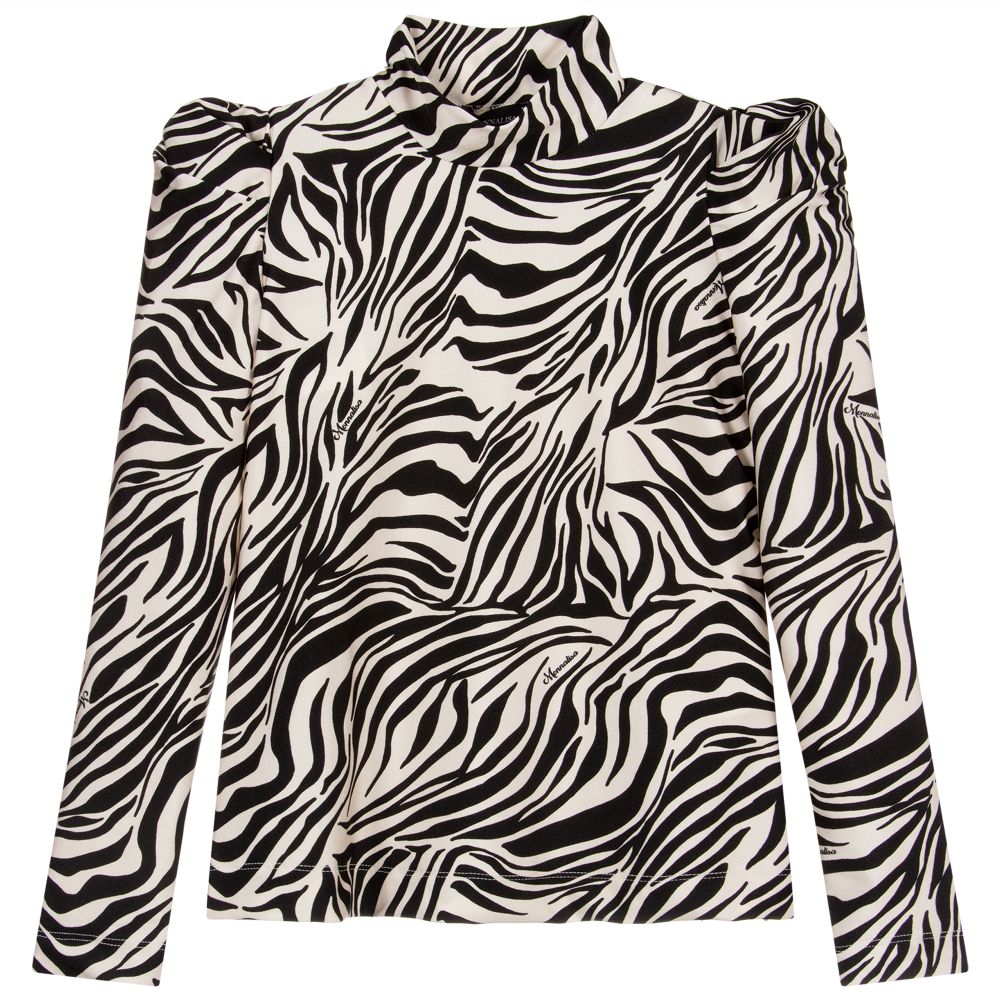 Monnalisa - Teen Ivory & Black Zebra Top | Childrensalon