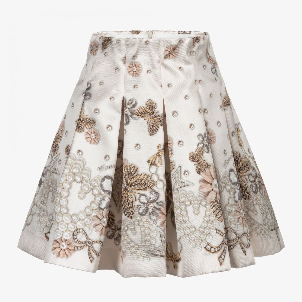 Monnalisa - Кремовая юбка с бабочками для подростков | Childrensalon