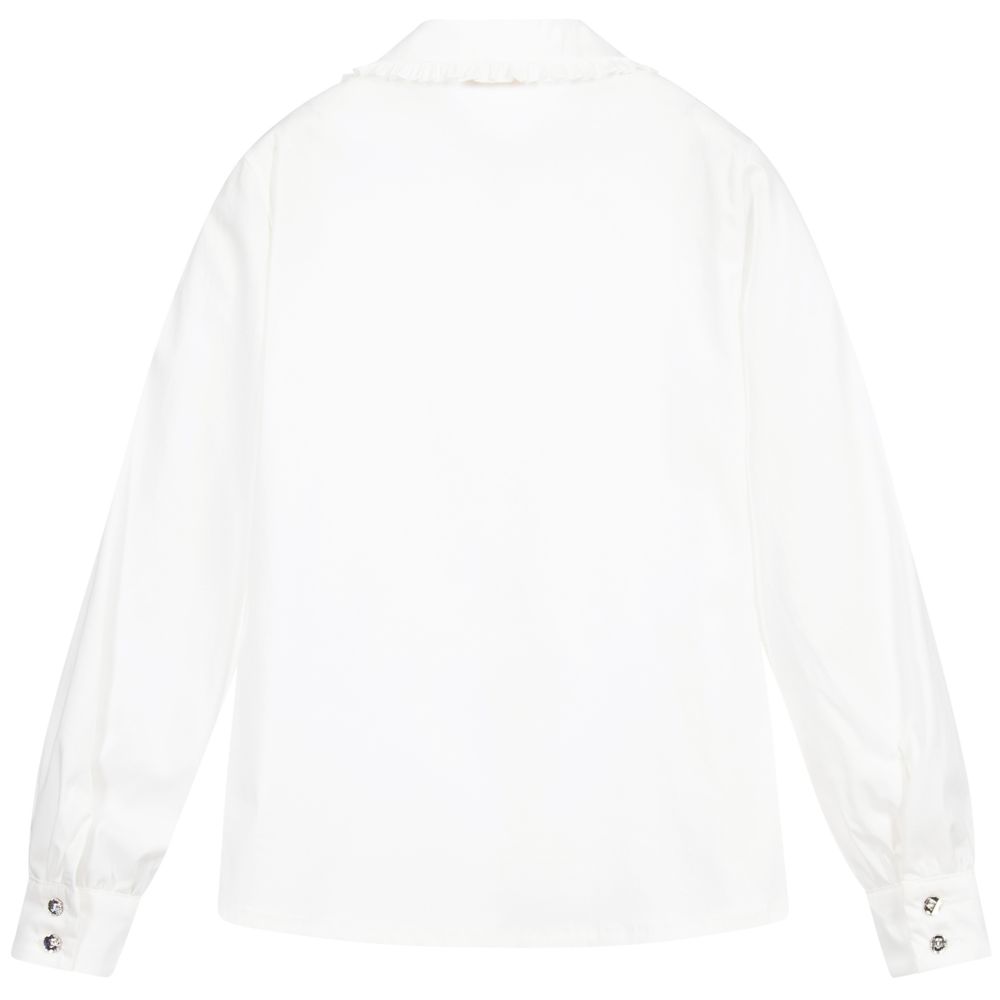 Monnalisa-Teen Ivory Cotton Blouse | Childrensalon Outlet
