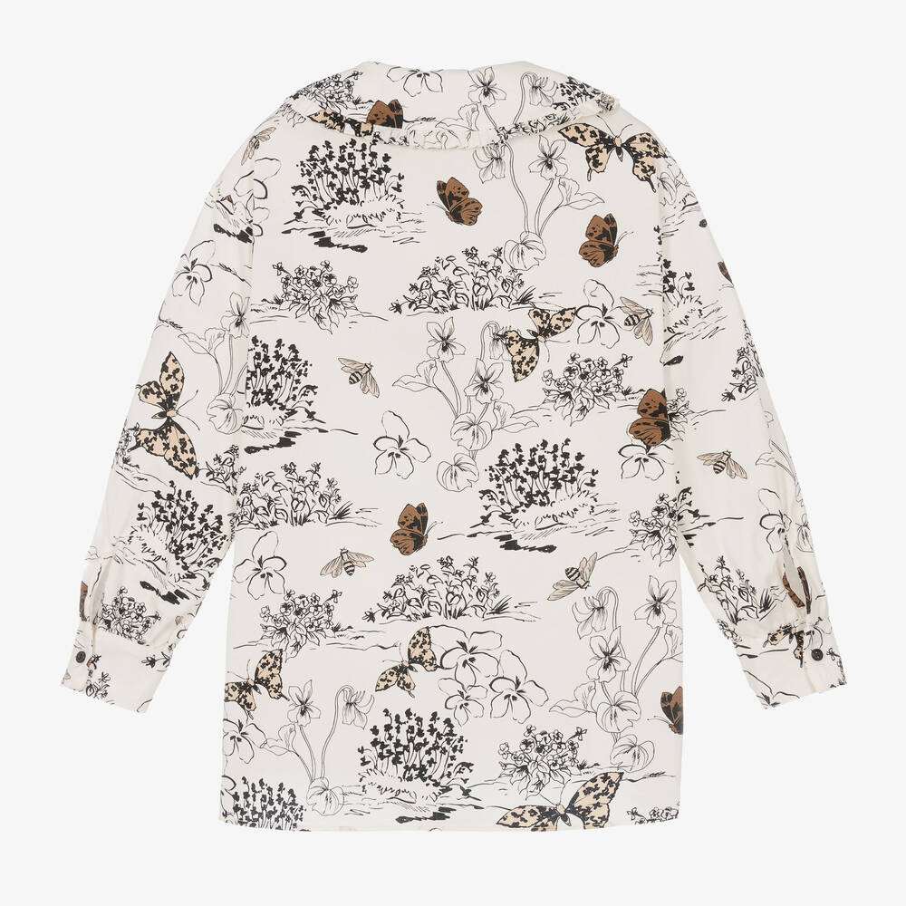 Monnalisa-بلوز قطن بوبلين لون عاجي تينز | Childrensalon Outlet