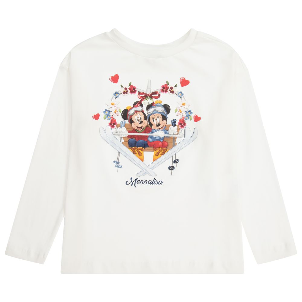 Monnalisa - Teen Ivory Disney Logo Top | Childrensalon