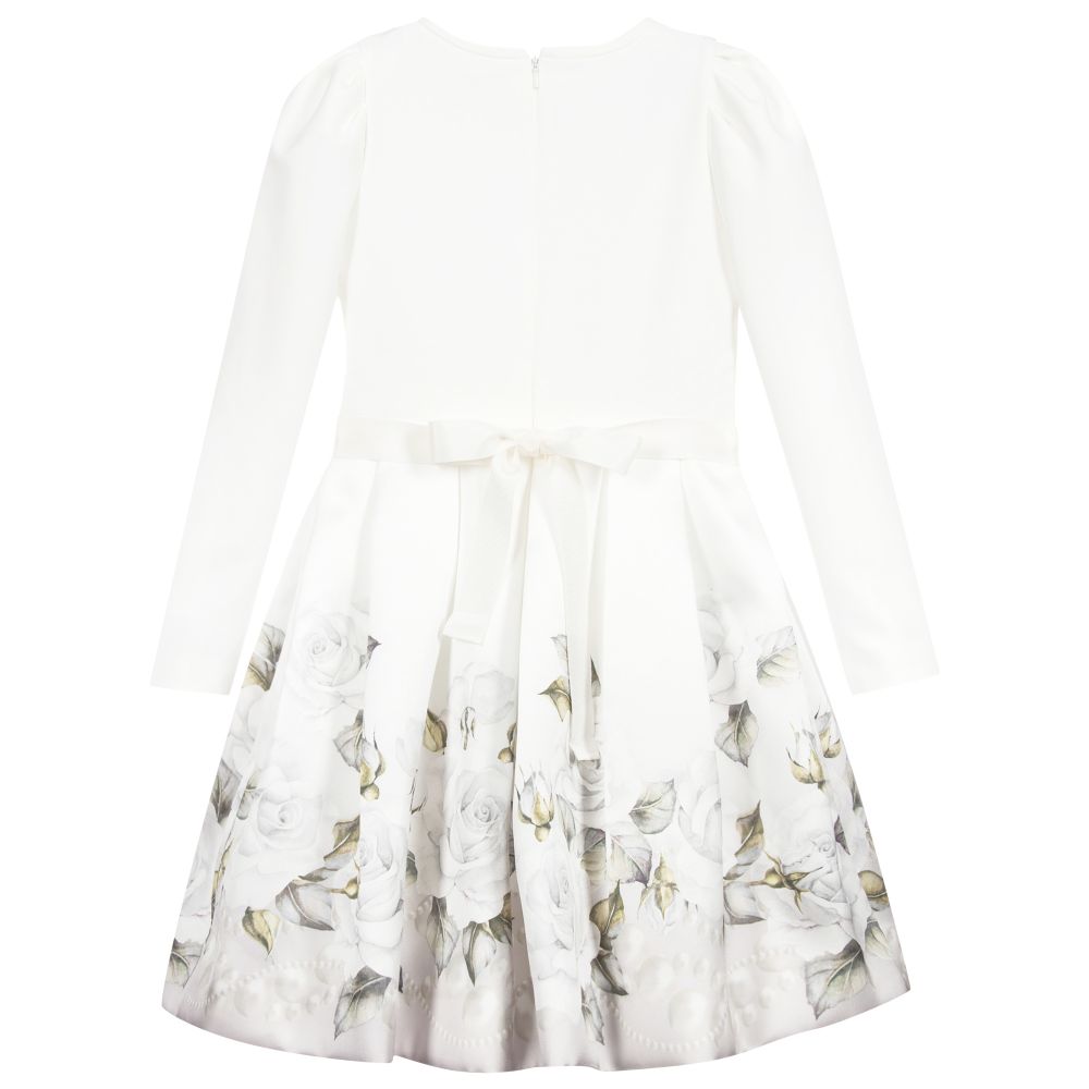 Monnalisa-Teen Ivory Roses Dress | Childrensalon Outlet