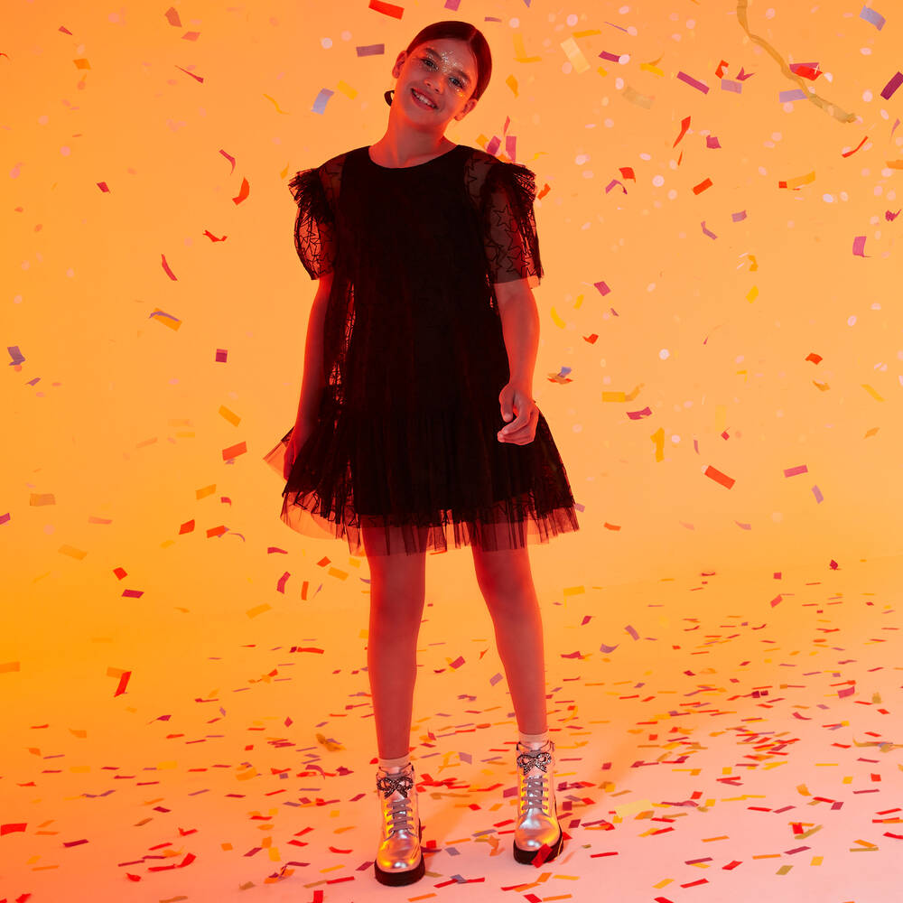 موناليزا-بوت تينز بناتي جلد لون فضّي متاليك | Childrensalon Outlet