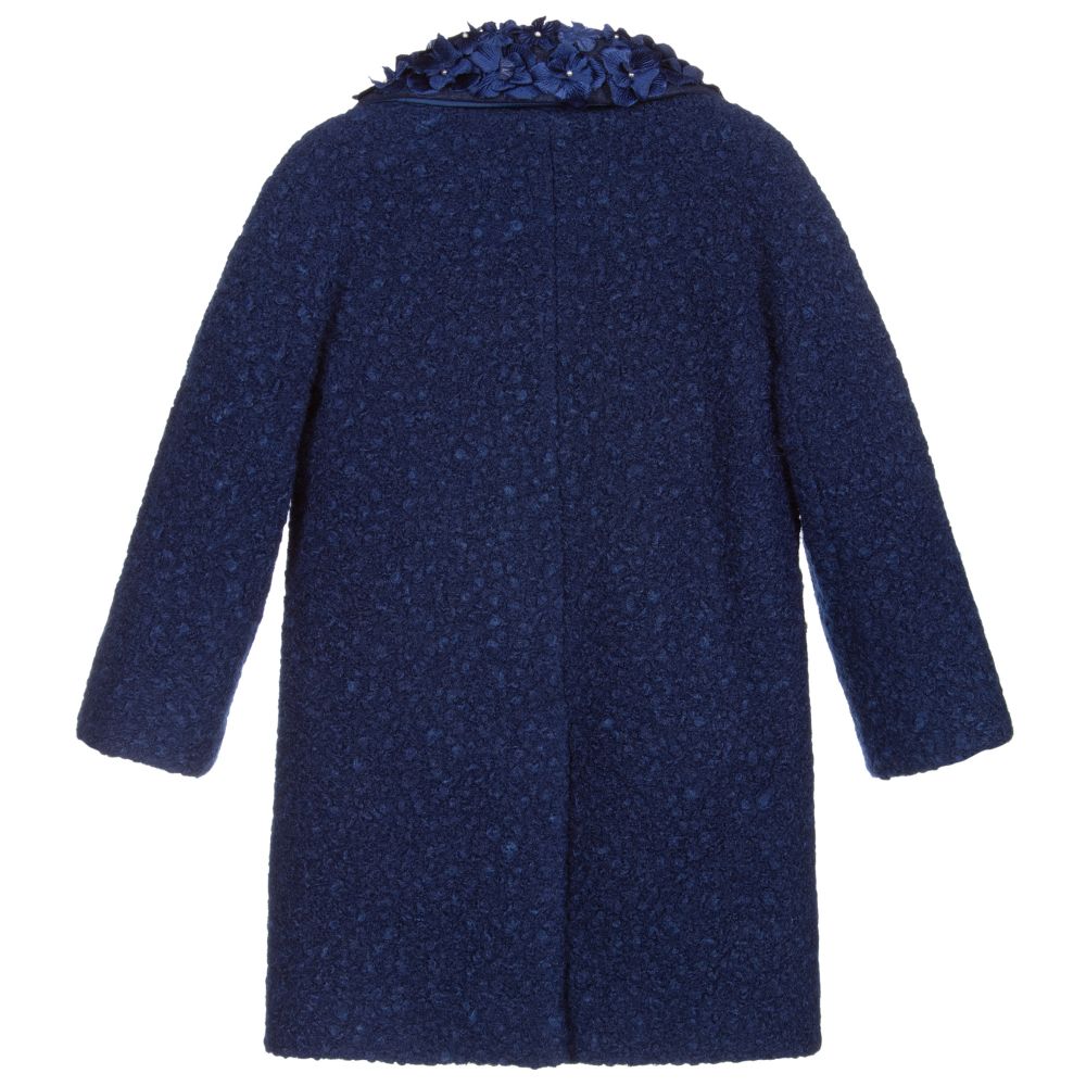 Monnalisa-Teen Navy Blue Bouclé Coat | Childrensalon Outlet