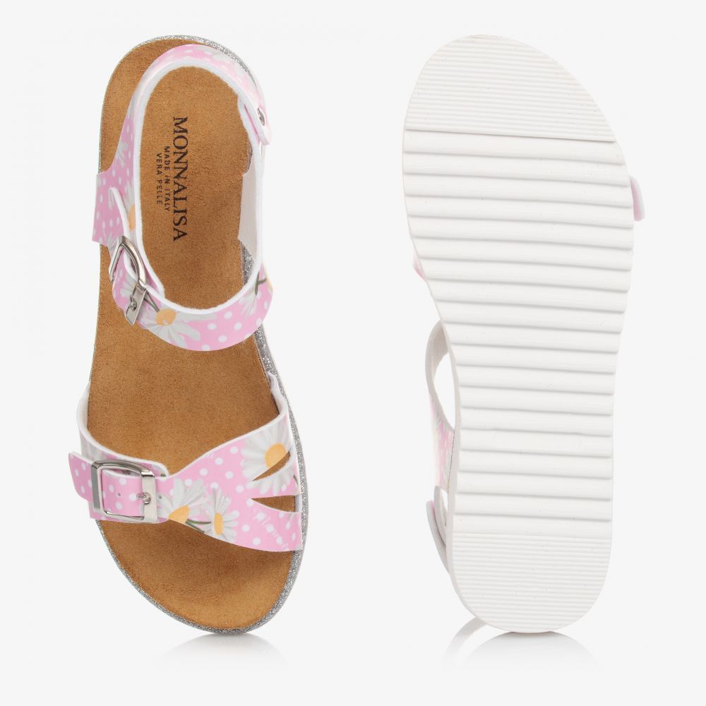 Monnalisa-Teen Pink Daisy Spot Sandals | Childrensalon Outlet