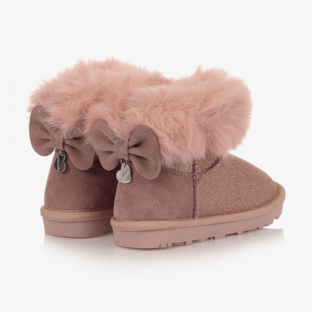 Monnalisa-Teen Pink Faux Fur Boots | Childrensalon Outlet