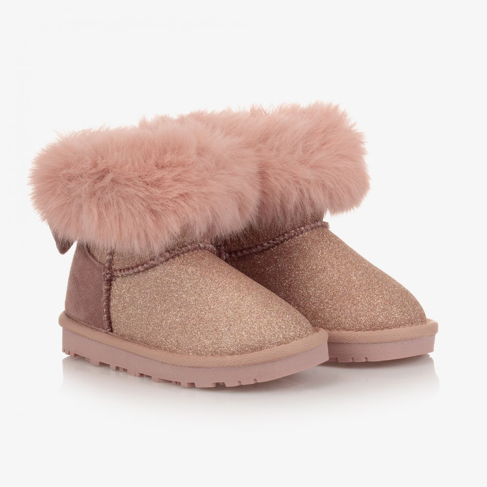 Monnalisa - Rosa Teen Kunstfellstiefel | Childrensalon