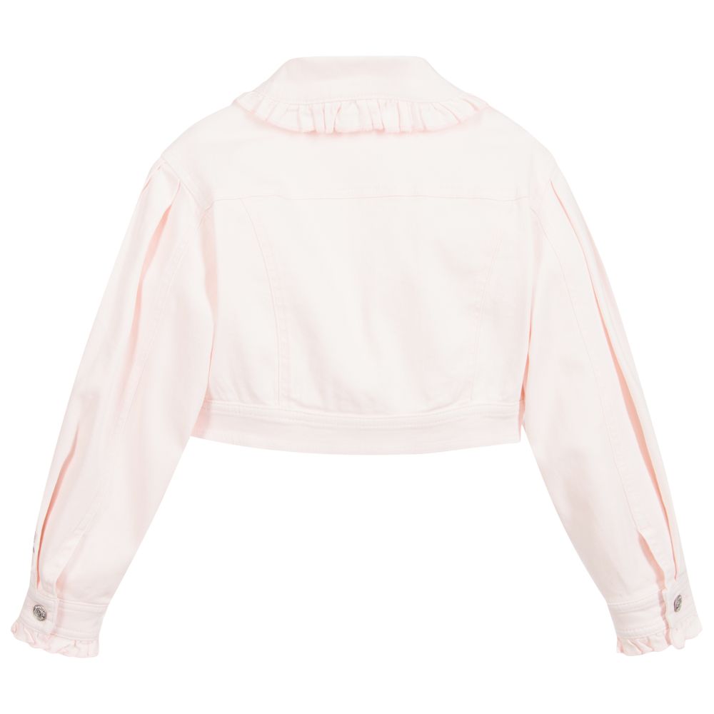 Monnalisa-جاكيت قصير تينز بناتي قطن دينم لون زهري | Childrensalon Outlet