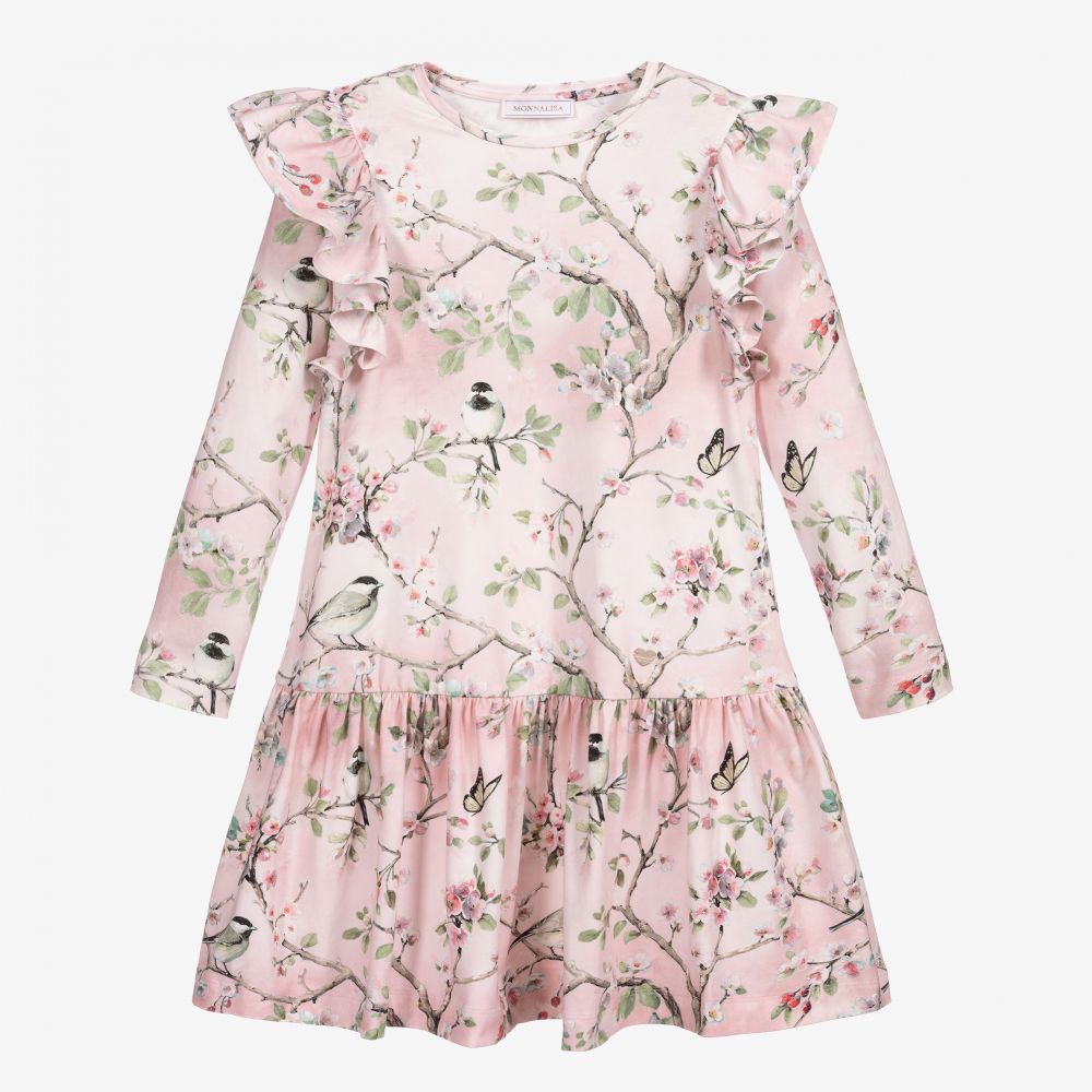 Monnalisa-Розовое платье из джерси с цветами для подростков | Childrensalon Outlet