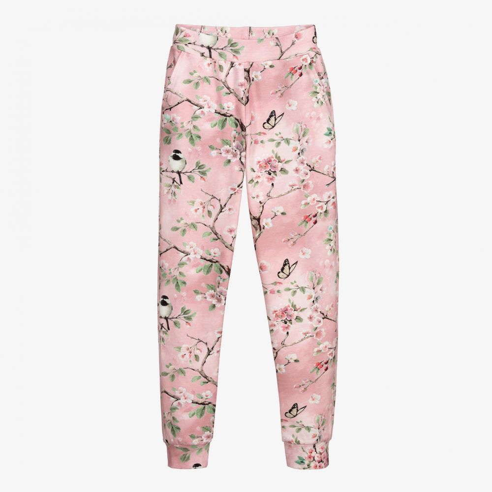 Monnalisa - Rosa Teen Jogginghose mit Blumen | Childrensalon