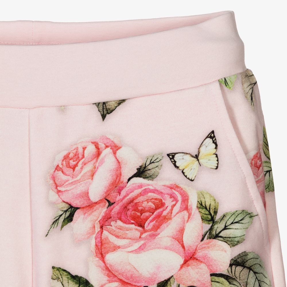 Monnalisa-Розовые джоггеры с цветами для подростков | Childrensalon Outlet