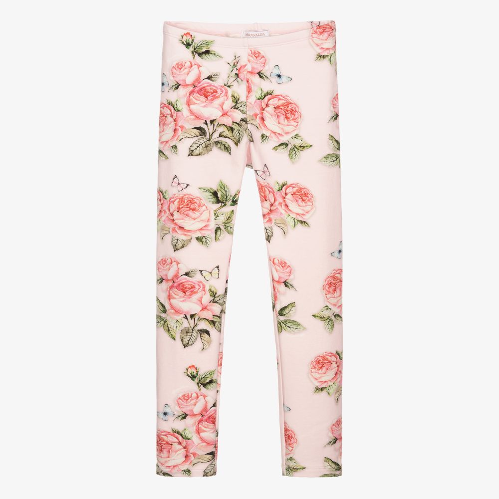 Monnalisa - Rosa Teen Leggings mit Blumen | Childrensalon