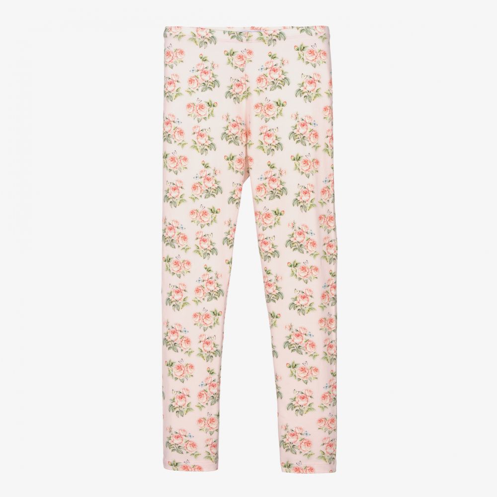 Monnalisa - Rosa Teen Leggings mit Blumen | Childrensalon