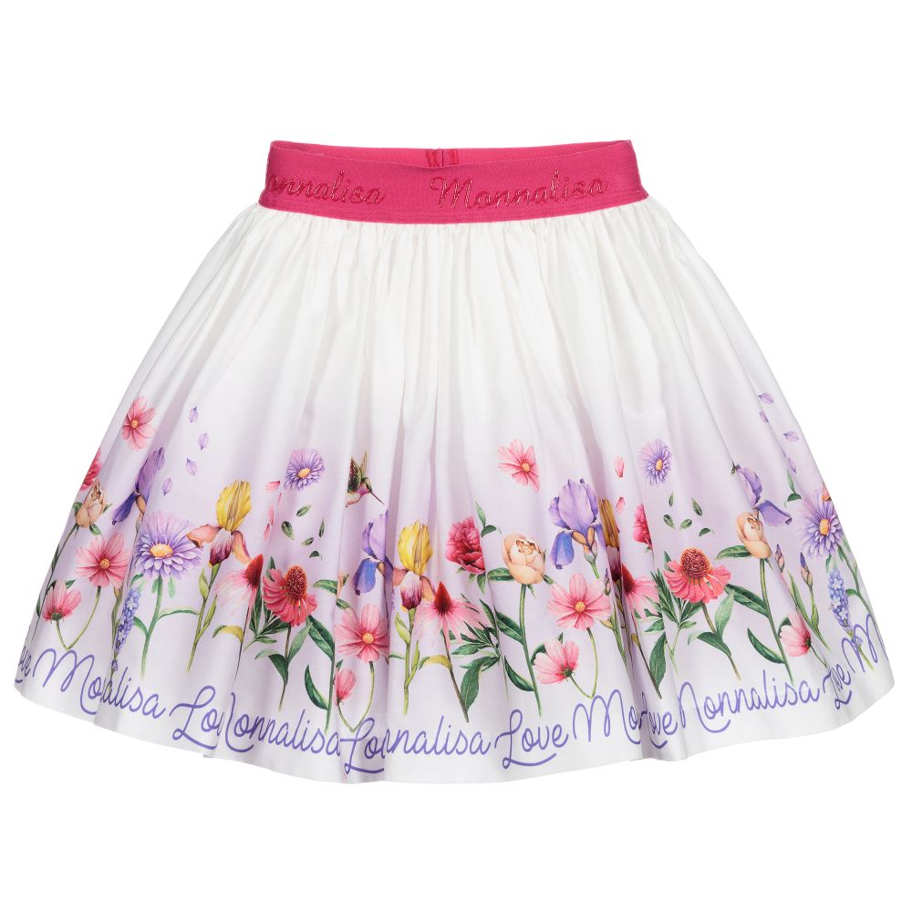 Monnalisa-Розовая юбка с цветочным логотипом для подростков | Childrensalon Outlet