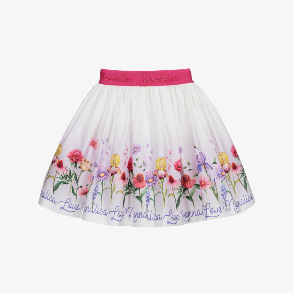 Monnalisa-Розовая юбка с цветочным логотипом для подростков | Childrensalon Outlet
