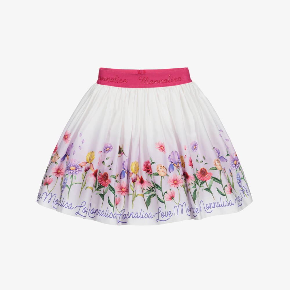 Monnalisa-Teen Pink Floral Logo Skirt | Childrensalon Outlet
