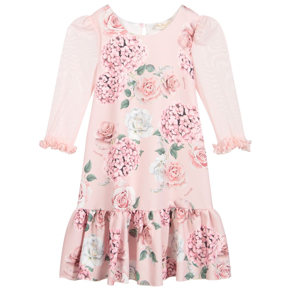 Monnalisa Chic - Розовое платье-шифт с цветочным рисунком для подростков | Childrensalon