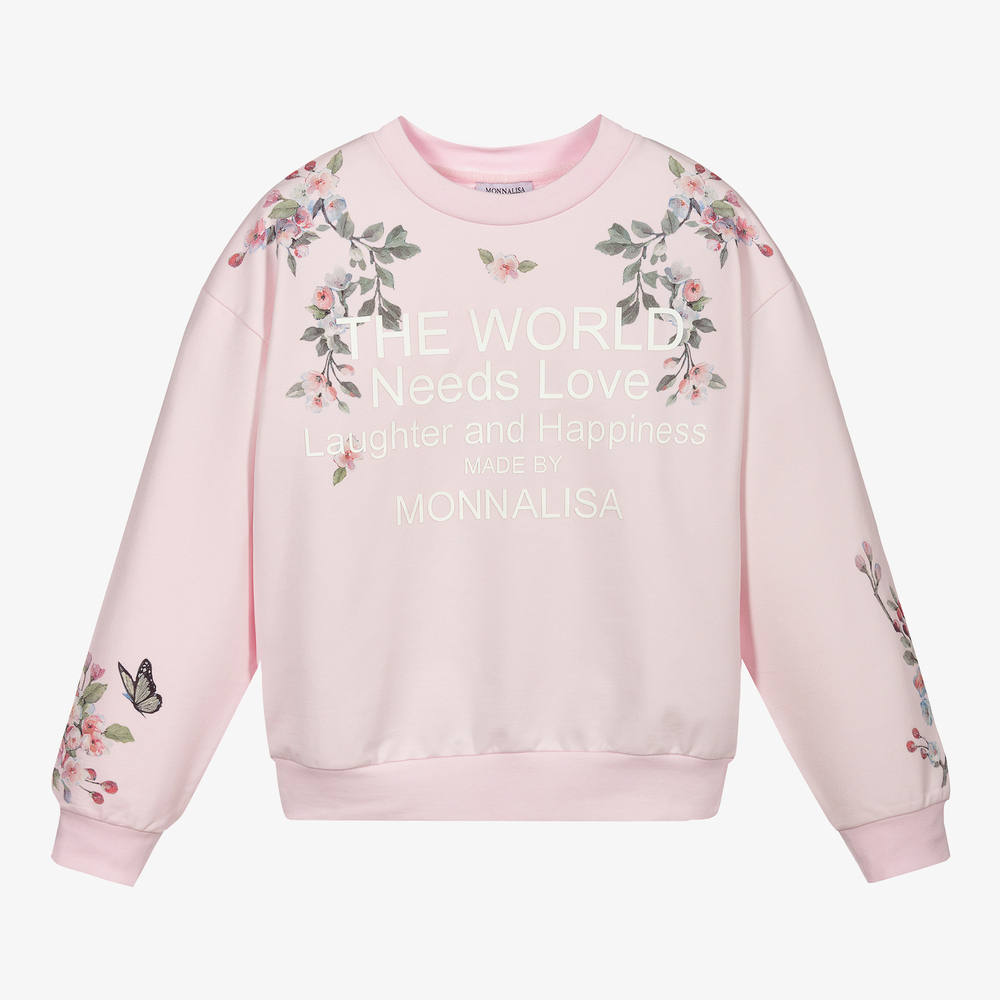 Monnalisa - Rosa Teen Sweatshirt mit Blumen | Childrensalon