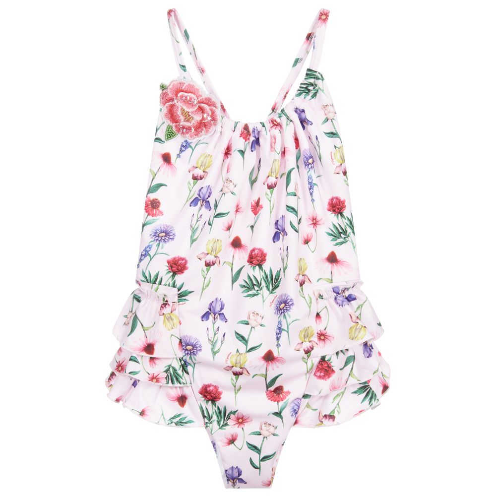 Monnalisa - Teen Pink Floral Swimsuit | Childrensalon